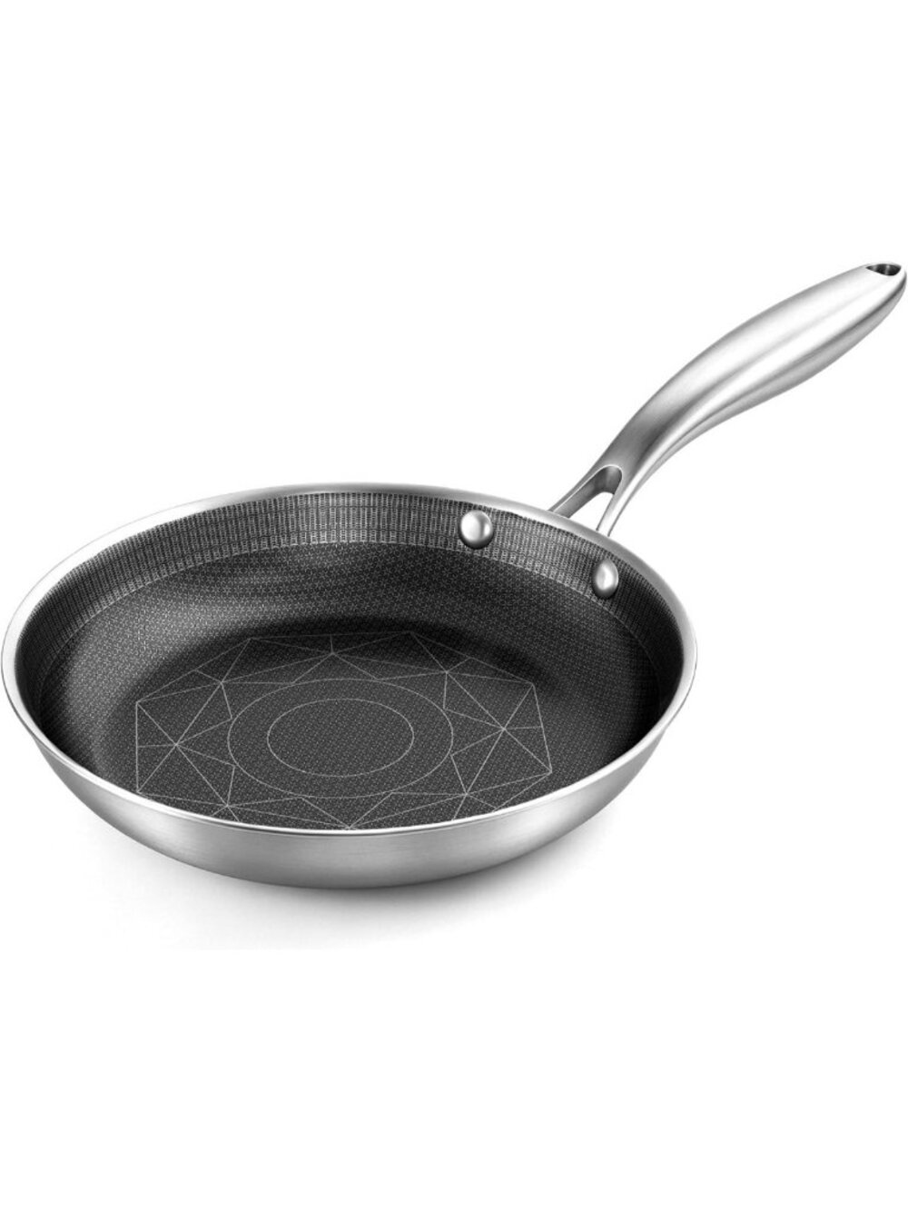 8-Inch Stainless Steel Hybrid Nonstick Frying Pan - Durable, Easy Clean Cookware